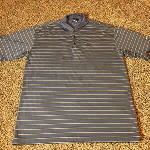 Nike Golf Polo‎ Shirt Dri-FIT UV Striped Short Sleeve Athletic Blue Large